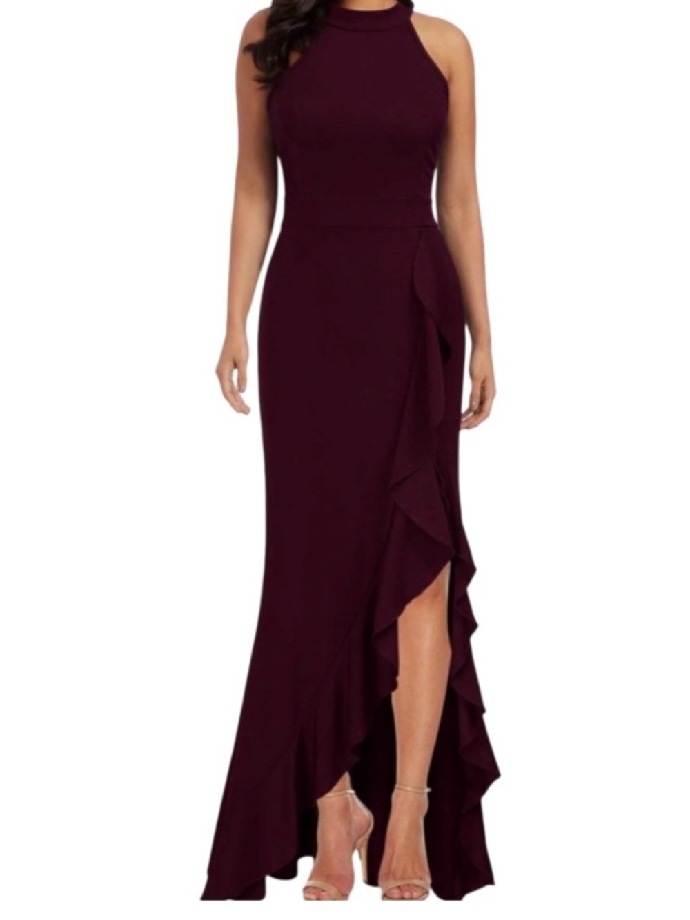NWT Woosea Women’s High-Neck Burgundy Evening Dress Sz XL